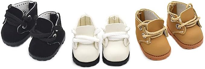 QIXINGWISE Store 2 Pairs Doll Shoes Compatible with Lububu Doll, Stylish Lace-Up Boots for Dress-up, Outfit Accessory for 15cm 17cm Dolls (White & Black) - Image 4